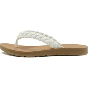 Soda STILL ~ Women Casual Comfort Braided Flip Flops Flat Fashion Thong Sandal(White)