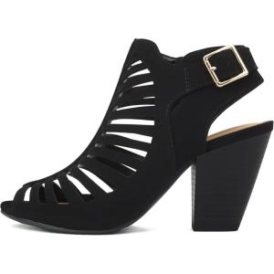 Soda Shaky ~ Women Open Toe High Cone Heel Gladiator Sandal with Adjustable Ankle Strap(Black Nubuck)