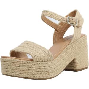 Soda Women’s Castle Jute Open Toe Ankle Strap Platform Wedge(Lt Tan)
