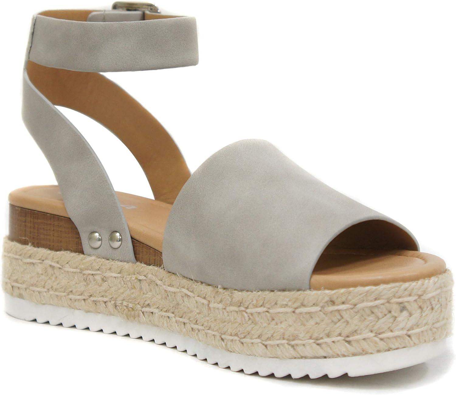 imageSoda Little KidsChildrenGirls TopicIIS Espadrille Flatform Wedge Open Toe SandalsGrey