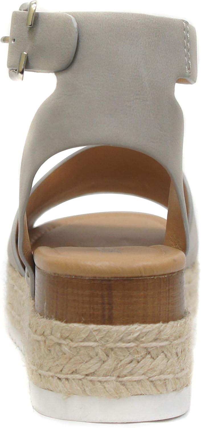 imageSoda Little KidsChildrenGirls TopicIIS Espadrille Flatform Wedge Open Toe SandalsGrey
