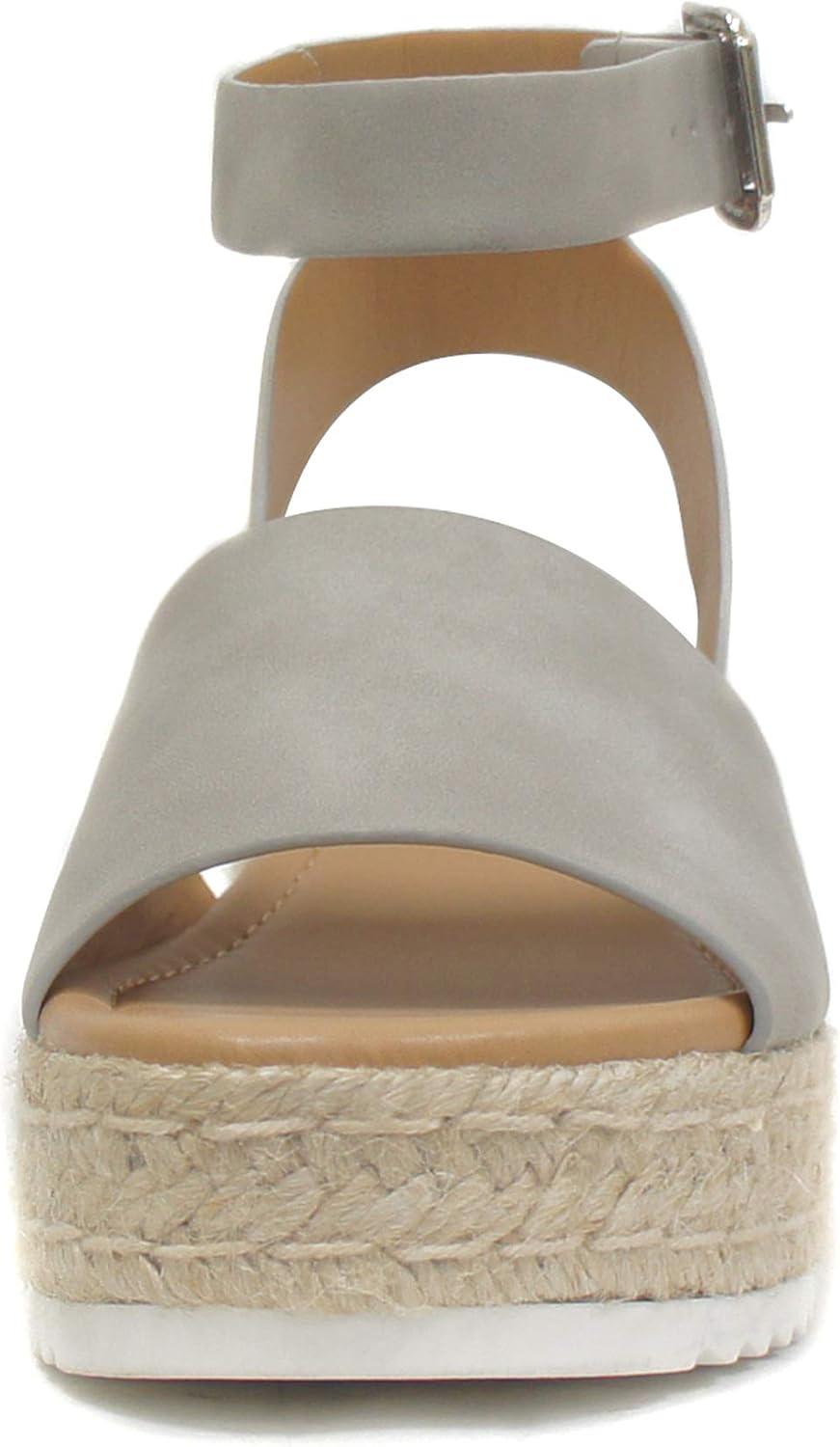 imageSoda Little KidsChildrenGirls TopicIIS Espadrille Flatform Wedge Open Toe SandalsGrey