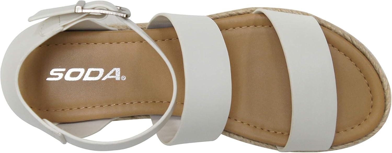 image:imageSoda Topic Open Toe Buckle Ankle Strap Espadrilles Flatform Wedge Casual SandalWhite