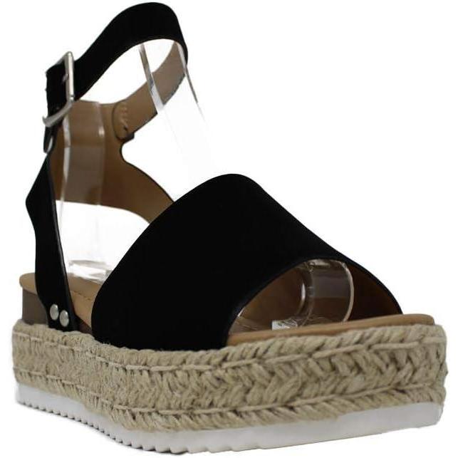 image:imageSoda Topic Open Toe Buckle Ankle Strap Espadrilles Flatform Wedge Casual SandalBlack2
