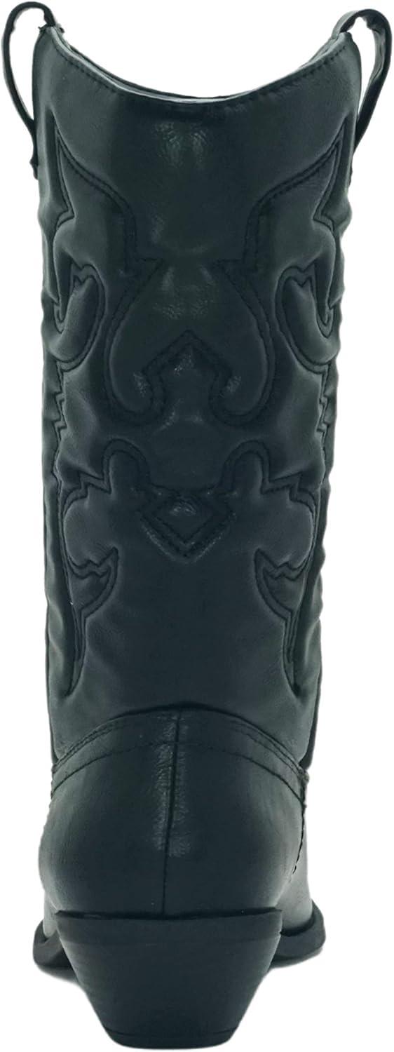 image:imageWomens Reno Picotee Western Cowboy Pointed Toe Pull On Tabs BootsBlack