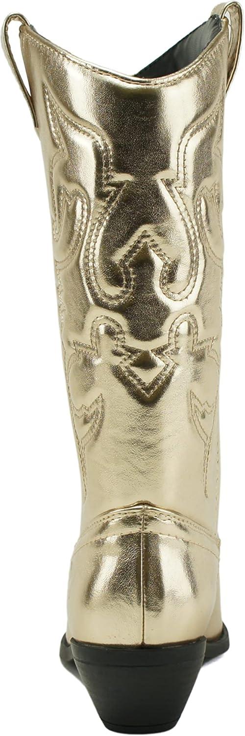 image:imageWomens Reno Picotee Western Cowboy Pointed Toe Pull On Tabs BootsGold Metallic Pu