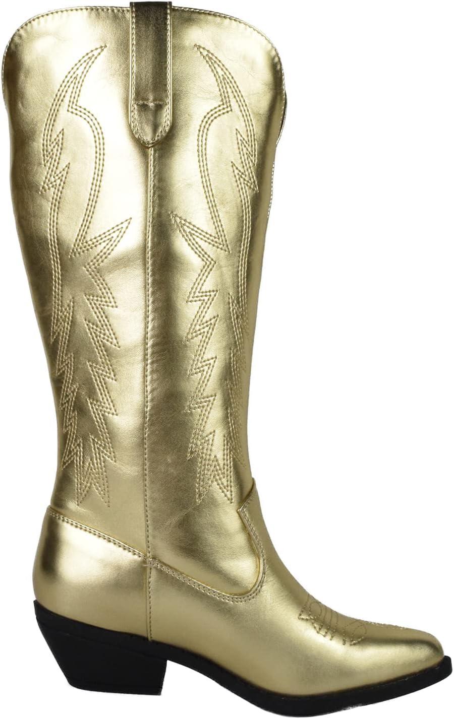 image:imageWomens Reno Picotee Western Cowboy Pointed Toe Pull On Tabs BootsGoldc