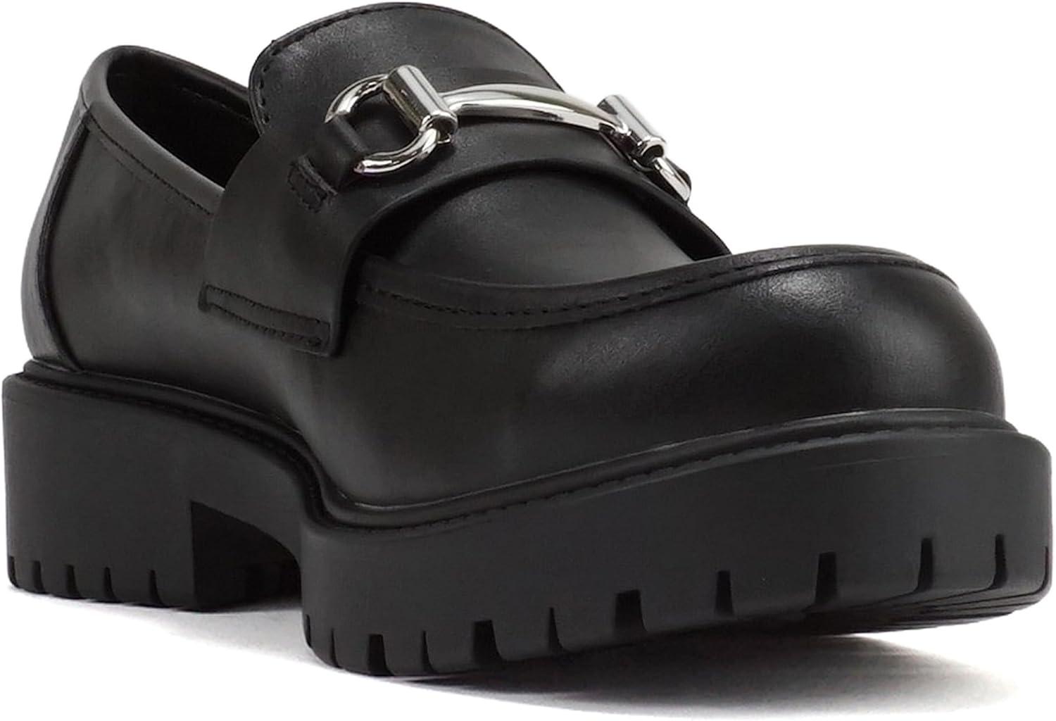 image:imageSoda Bedale Women Round Toe Low Heel Lug Sole SlipOn Horse Bit Loafer ShoeBlack Pu