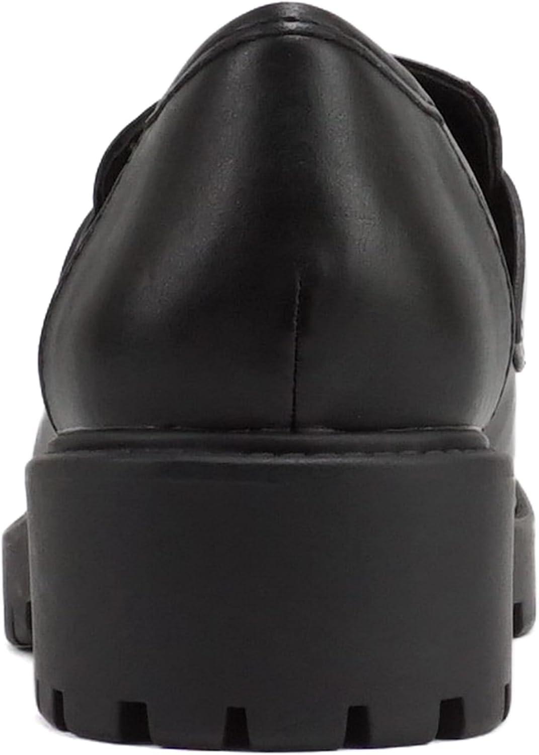 image:imageSoda Bedale Women Round Toe Low Heel Lug Sole SlipOn Horse Bit Loafer ShoeBlack Pu