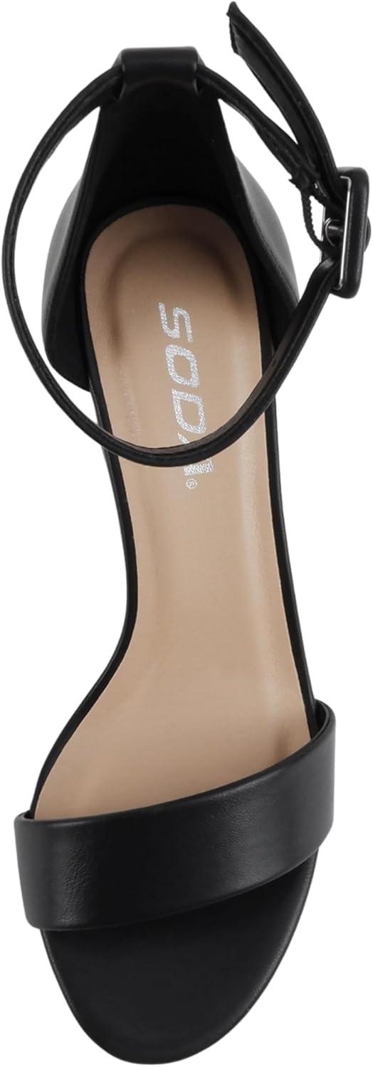image:imageSoda Rosa Women Round Toe High Heel Sandal with Ankle StrapBlack Pu