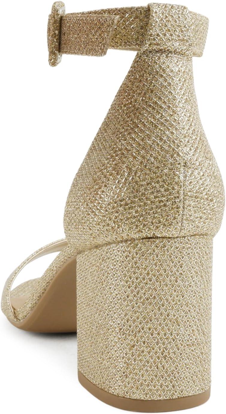 image:imageSoda Rosa Women Round Toe High Heel Sandal with Ankle StrapGold Pu