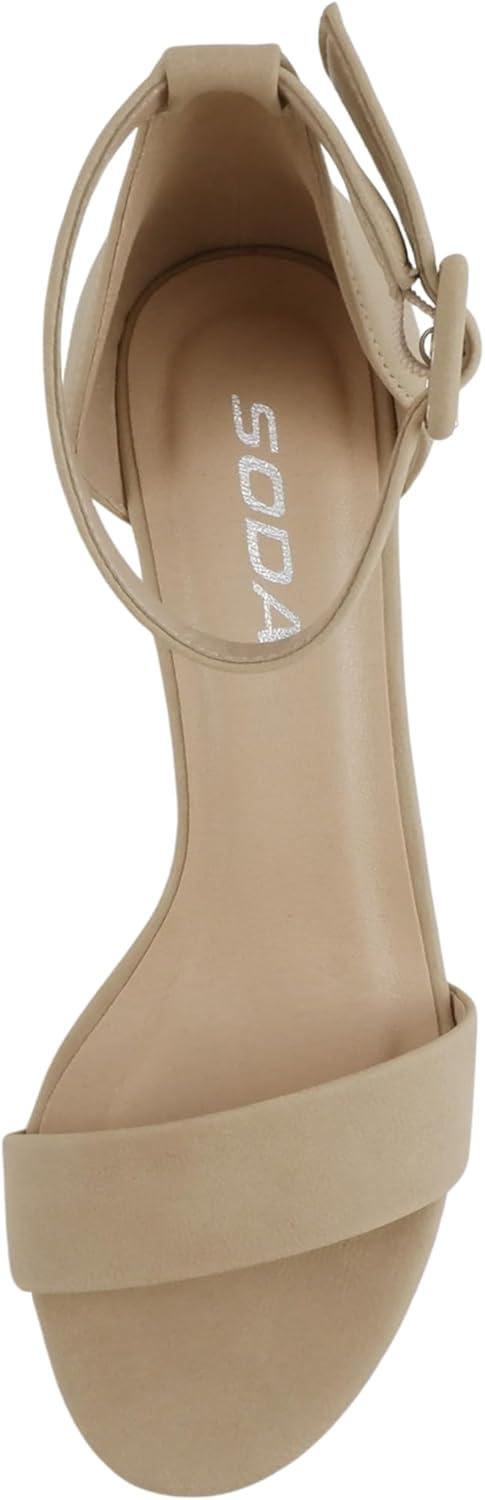 image:imageSoda Rosa Women Round Toe High Heel Sandal with Ankle StrapNature Pu