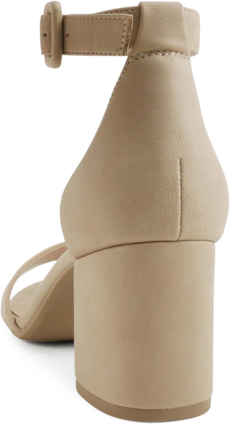 image:imageSoda Rosa Women Round Toe High Heel Sandal with Ankle StrapNature Pu