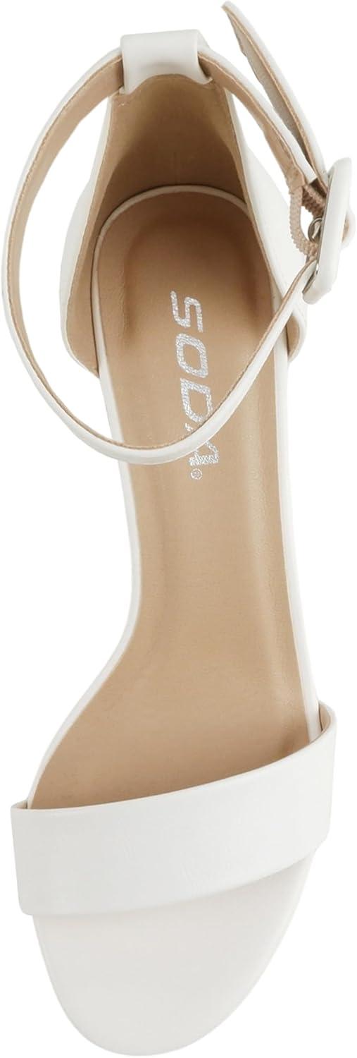 image:imageSoda Rosa Women Round Toe High Heel Sandal with Ankle StrapWhite Pu