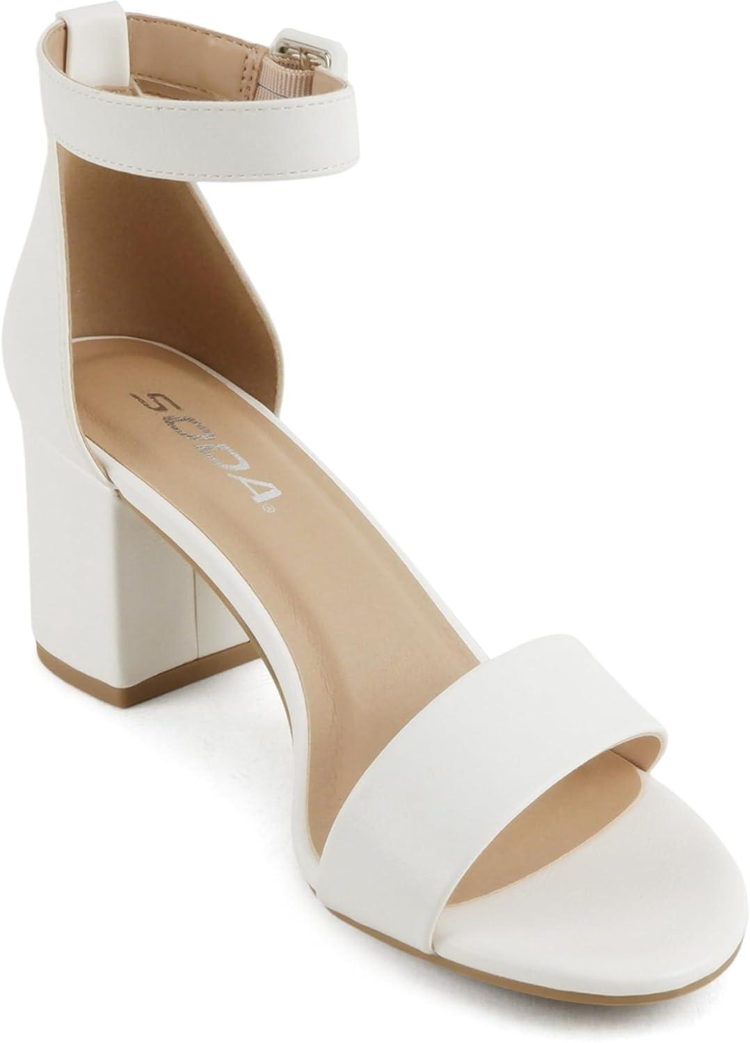 image:imageSoda Rosa Women Round Toe High Heel Sandal with Ankle StrapWhite Pu