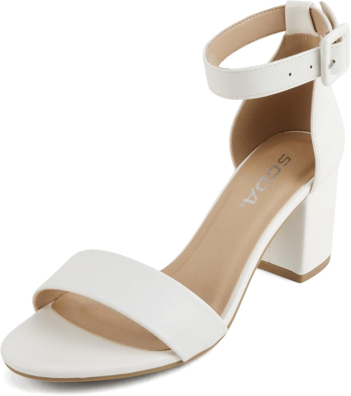 image:imageSoda Rosa Women Round Toe High Heel Sandal with Ankle StrapWhite Pu