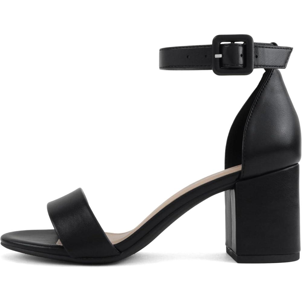image:imageSoda Rosa Women Round Toe High Heel Sandal with Ankle StrapBlack Pu
