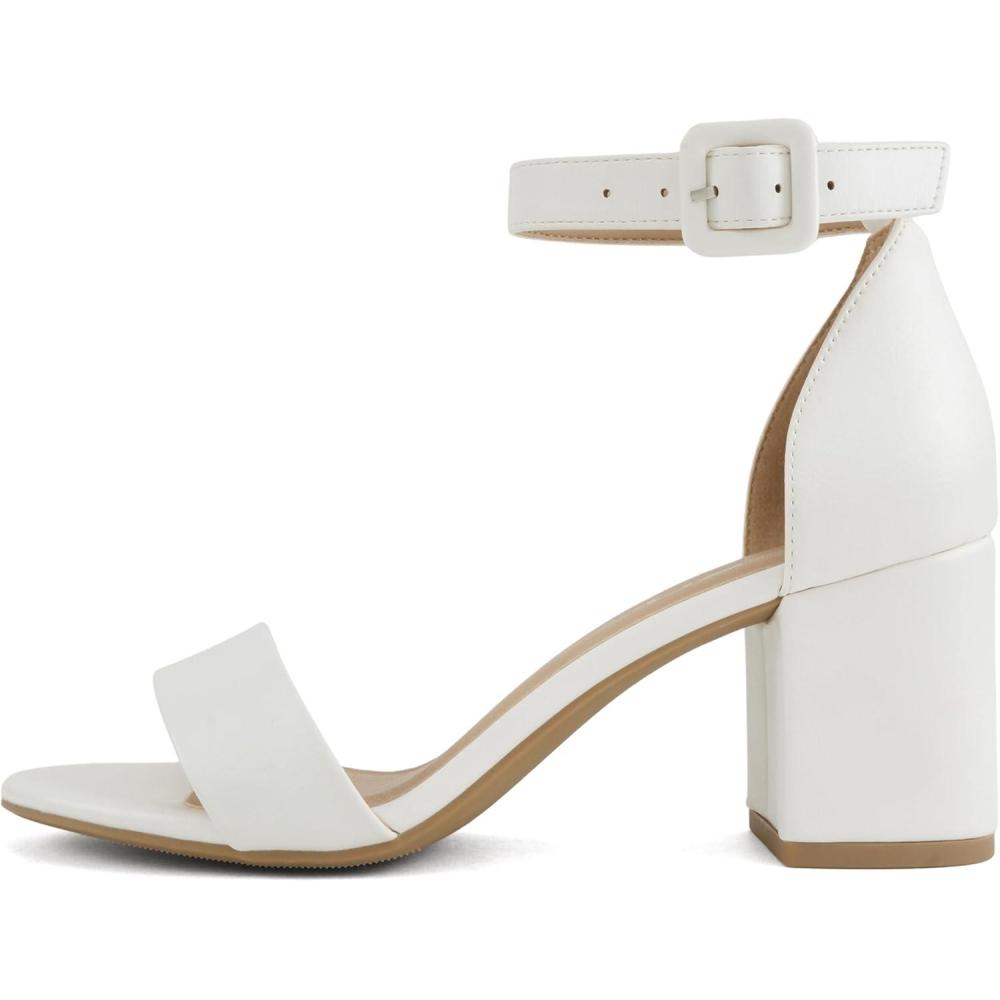 image:imageSoda Rosa Women Round Toe High Heel Sandal with Ankle StrapWhite Pu