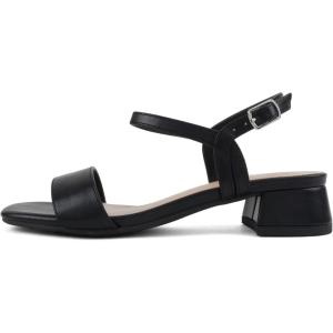 Soda “Episode” ~ Women Square Toe Ankle Strap Low Heeled Sandals(Black Pu)