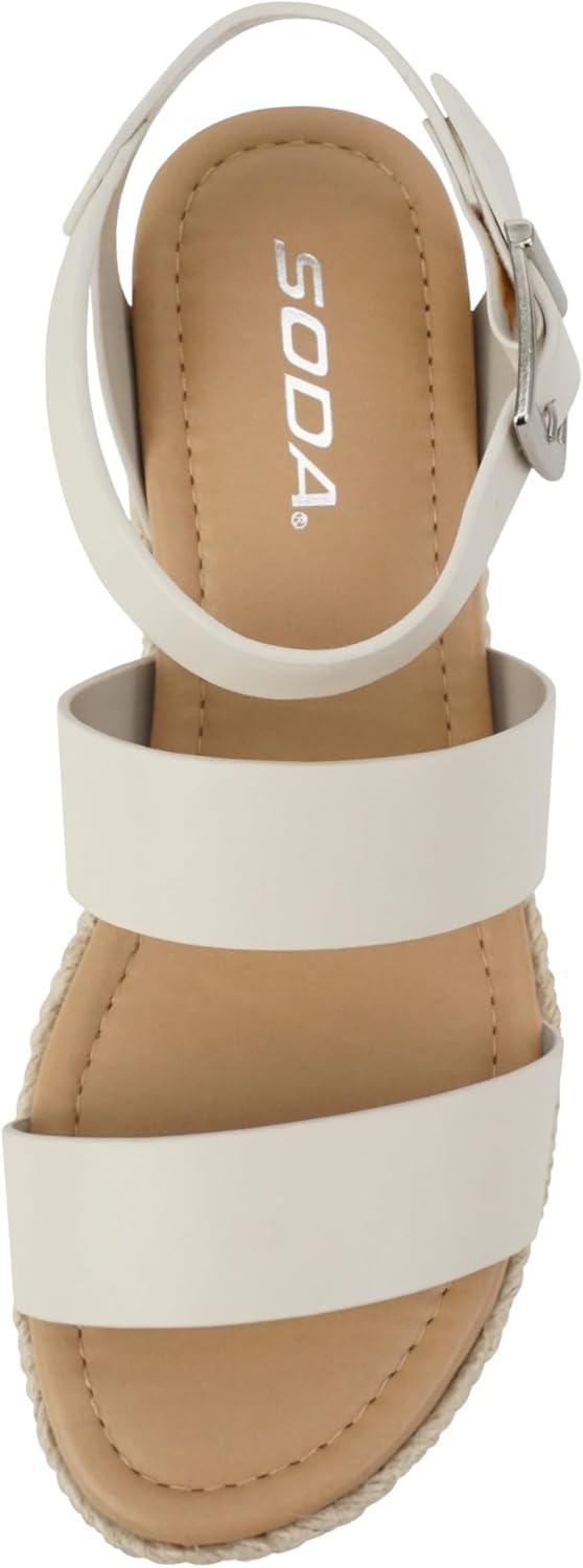 image:imageSoda Twice Women Multi Strap Espadrille Wedge Sandal with Ankle BuckleIvory Pu
