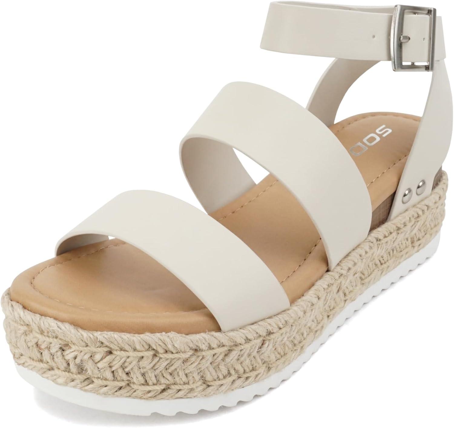 image:imageSoda Twice Women Multi Strap Espadrille Wedge Sandal with Ankle BuckleIvory Pu