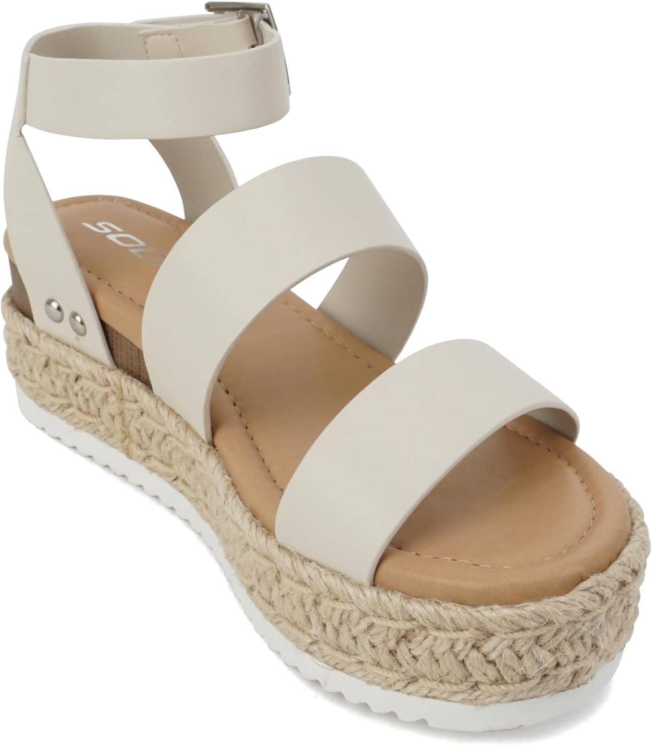 image:imageSoda Twice Women Multi Strap Espadrille Wedge Sandal with Ankle BuckleIvory Pu