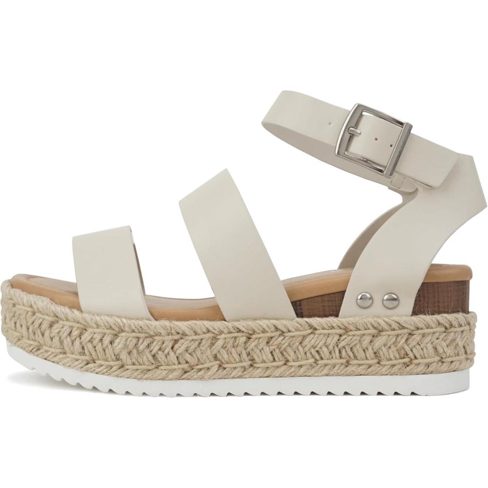 image:imageSoda Twice  Women Multi Strap Espadrille Wedge Sandal with Ankle BuckleIvory Pu