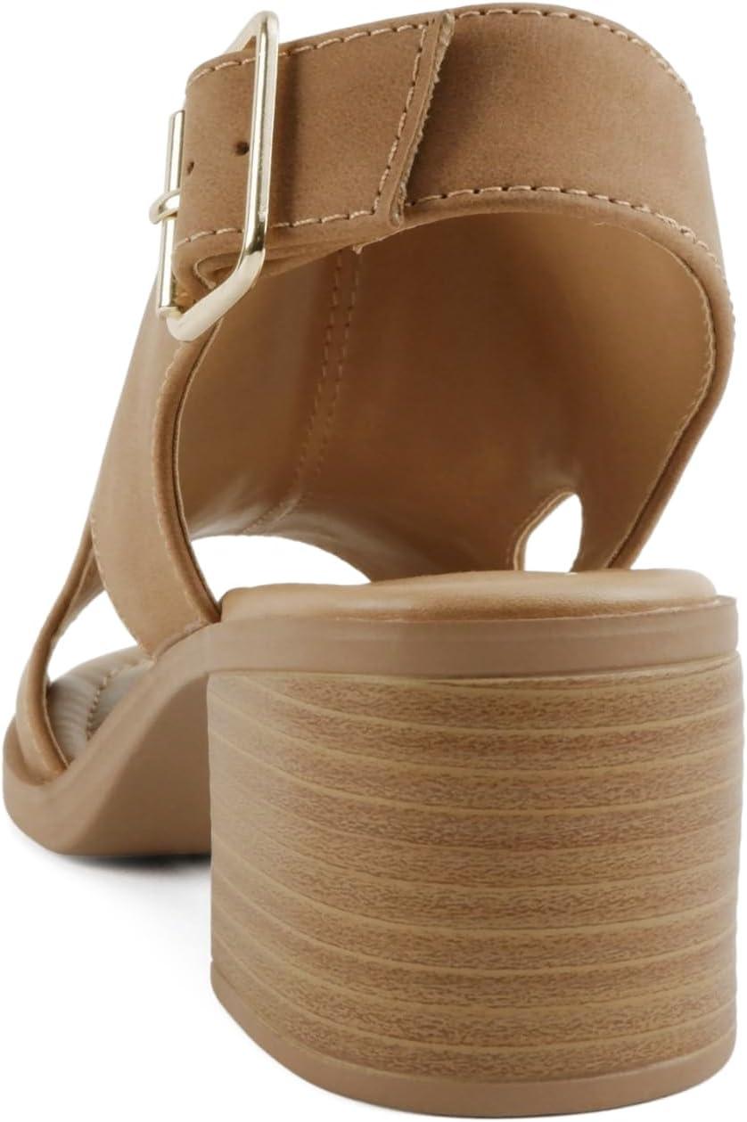 image:imageSoda Lovely Women Peep Toe Slingback Low Heel SandalBtan Nubuck