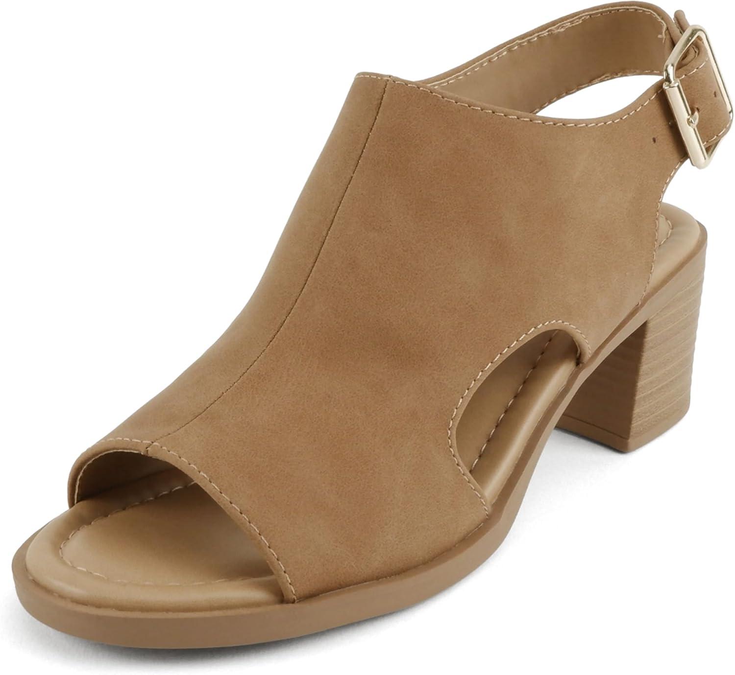 image:imageSoda Lovely Women Peep Toe Slingback Low Heel SandalBtan Nubuck