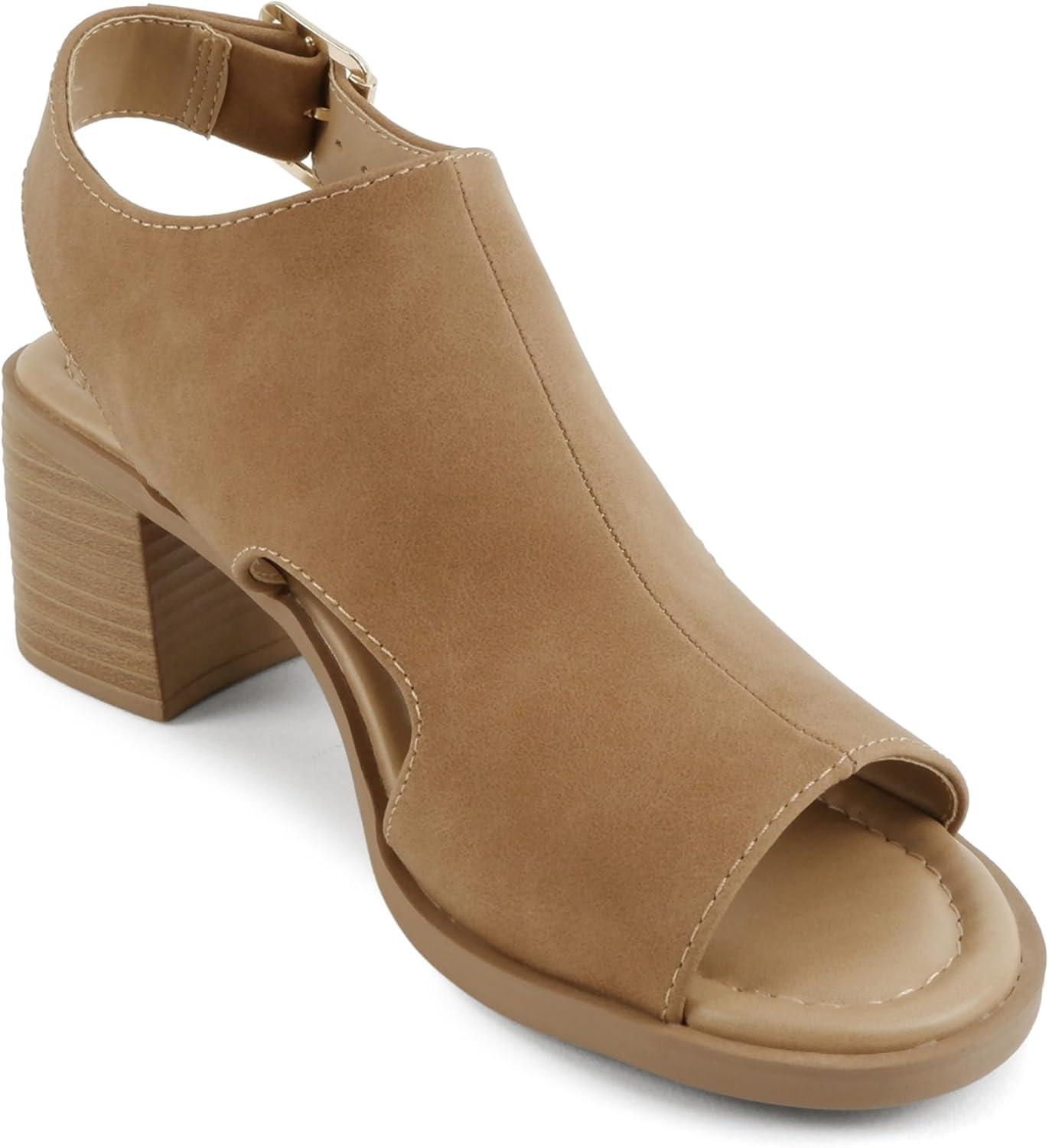 image:imageSoda Lovely Women Peep Toe Slingback Low Heel SandalBtan Nubuck