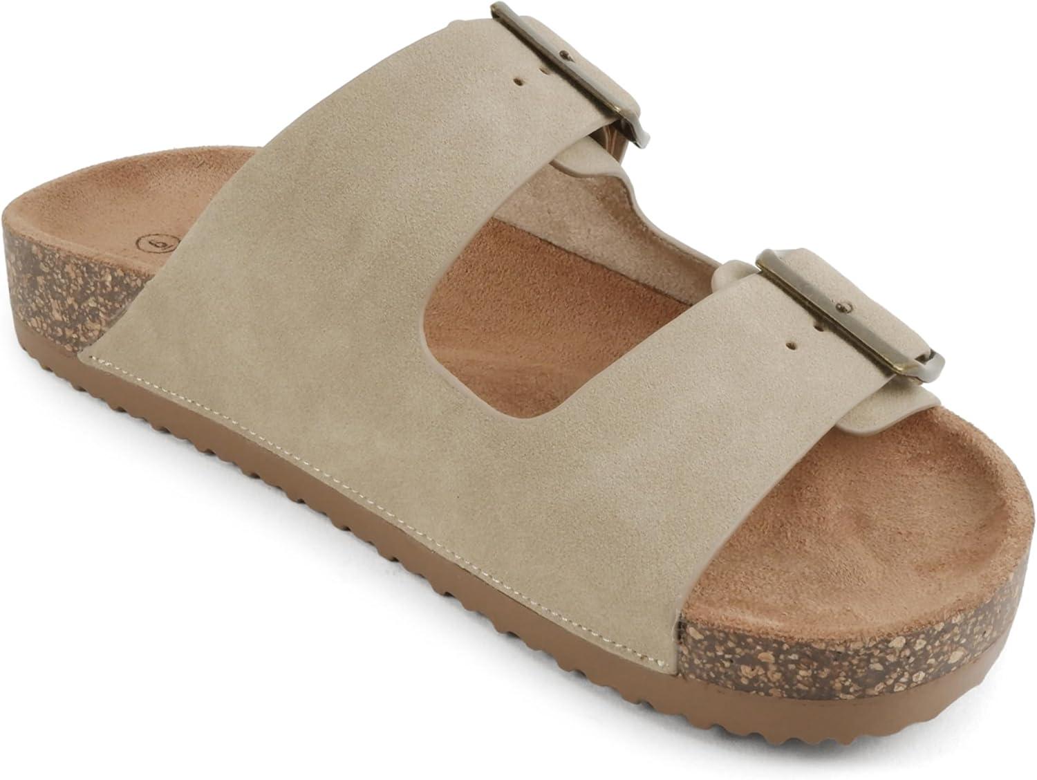 image:imageSoda Jete Women Slide Sandals with Two Buckle StrapsTaupe Nubuck