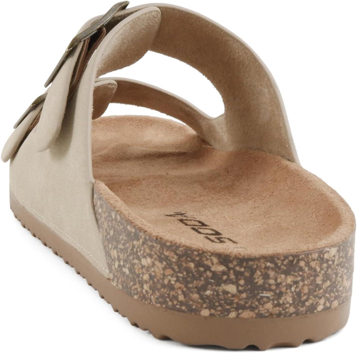image:imageSoda Jete Women Slide Sandals with Two Buckle StrapsTaupe Nubuck
