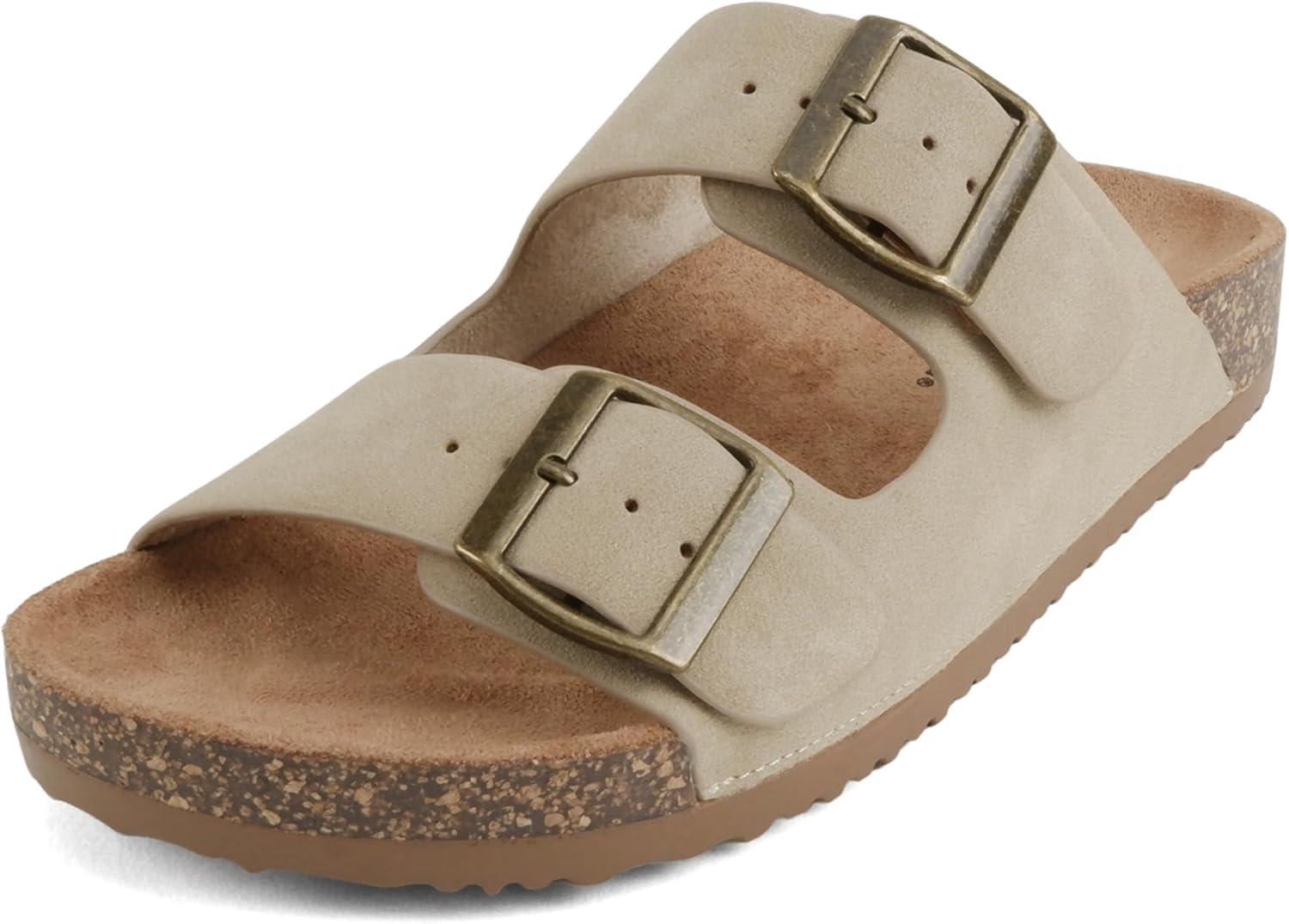image:imageSoda Jete Women Slide Sandals with Two Buckle StrapsTaupe Nubuck