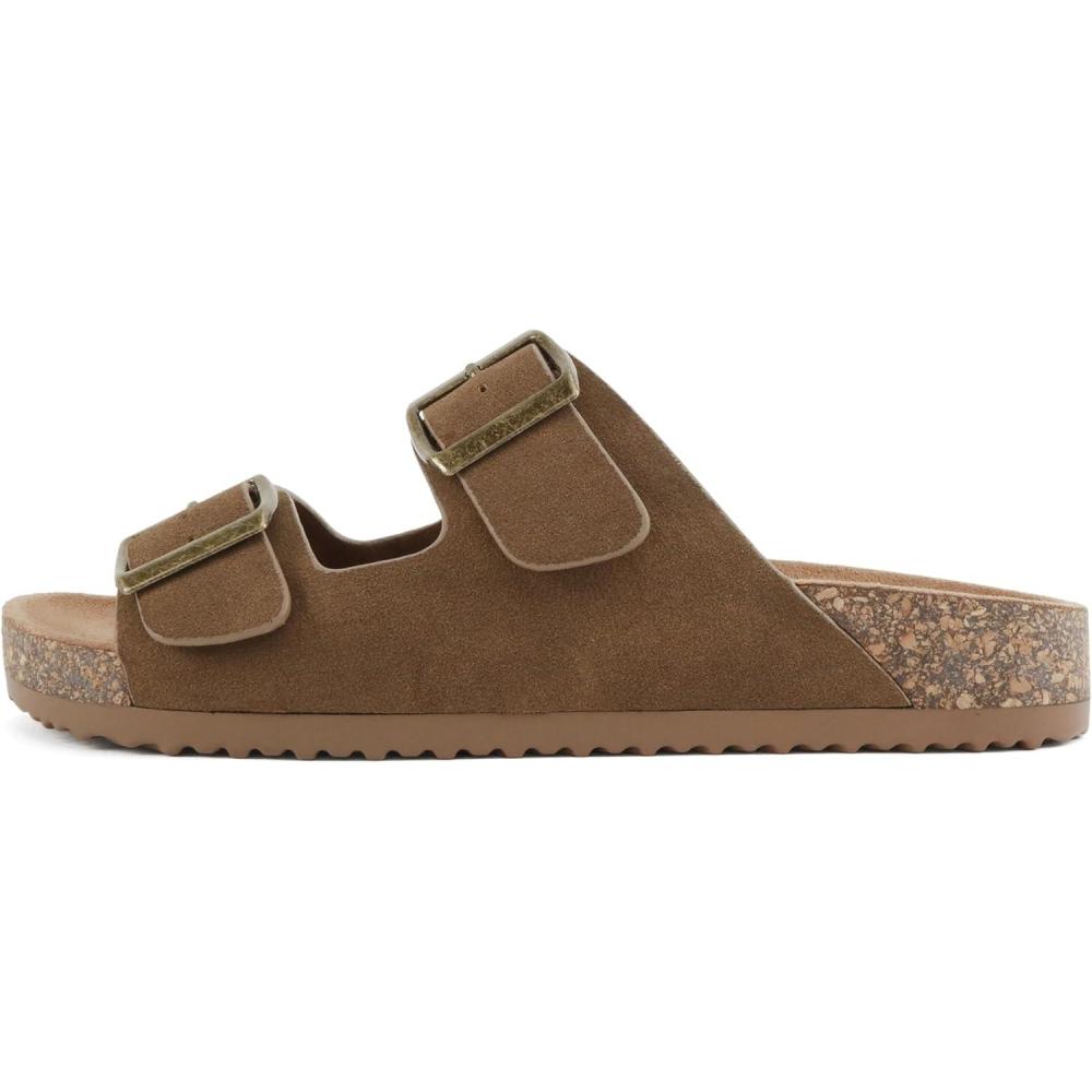 image:imageSoda Jete Women Slide Sandals with Two Buckle StrapsDark Tan Nubuck