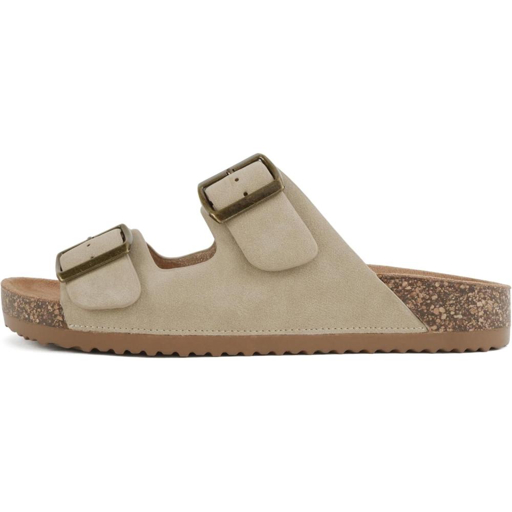 image:imageSoda Jete Women Slide Sandals with Two Buckle StrapsTaupe Nubuck