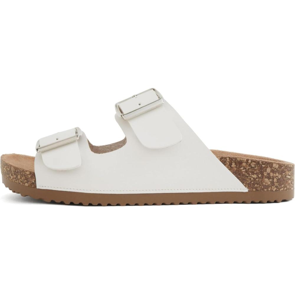 image:imageSoda Jete Women Slide Sandals with Two Buckle StrapsWhite Pu