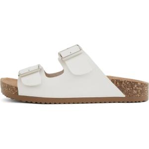 Soda Jete ~ Women Slide Sandals with Two Buckle Straps(White Pu)