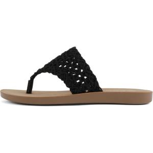 Soda Lookin ~ Women Round Toe Woven Upper Flip-Flop Sandals(Black Woven)