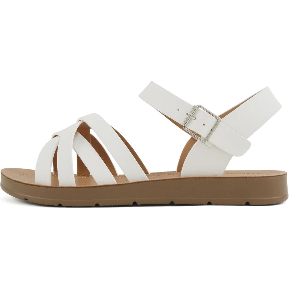 image:imageSoda Lantern  Women Round Toe MultiStrap Flat SandalsWhite Nubuck