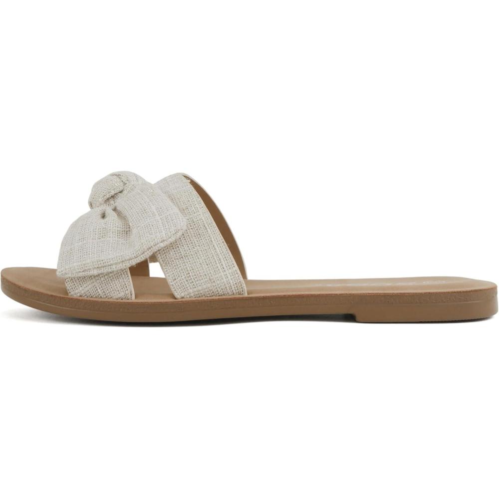 image:imageSoda Road Women Round Toe HBand Slide Sandal with BowBone Linen