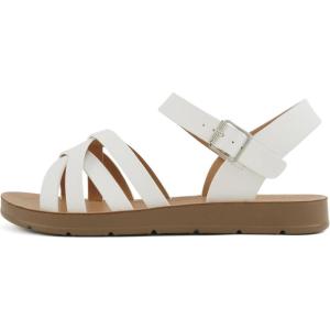 Soda Lantern ~ Women Round Toe Multi-Strap Flat Sandals(White Nubuck)
