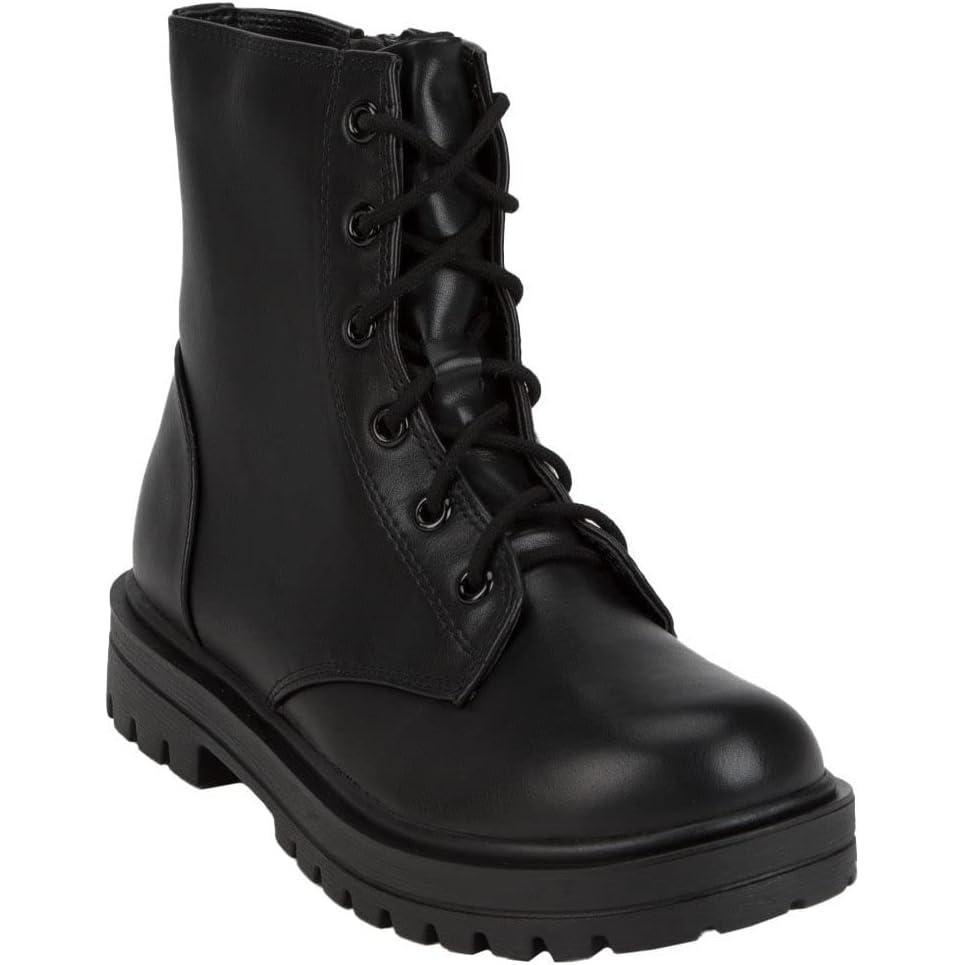 image:imageSoda FirmIIS Girls Lace Up Side Zipper Vegan Leather Combat Boots Black numeric3