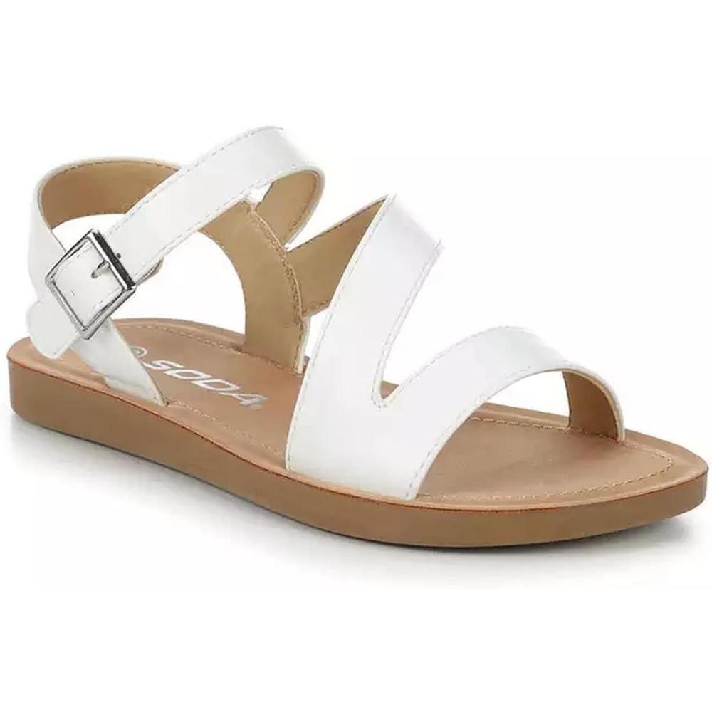 image:imageSoda KIDSCHILDRENGIRLS Cute and trendy fashionable flat strap sandals with side buckle Summer Spring ShoesWhite