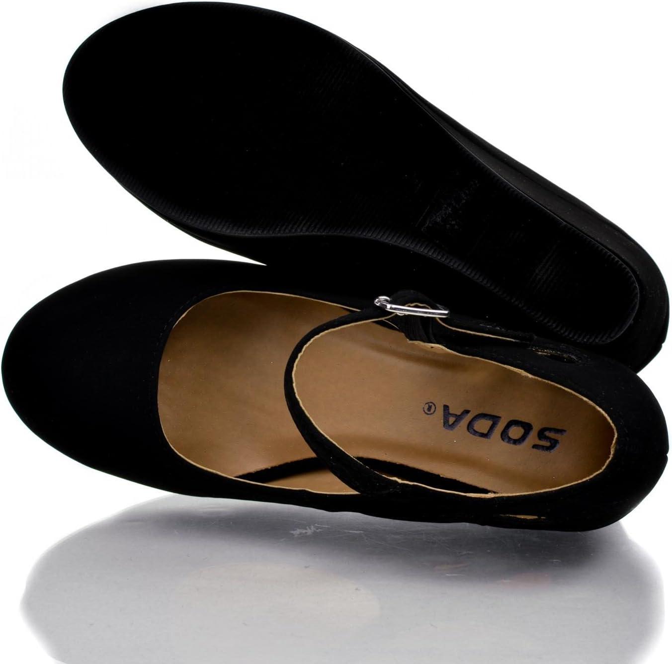 image:imageSODA Girls Closed Toe Mary Jane Platform Wedge SandalBlack