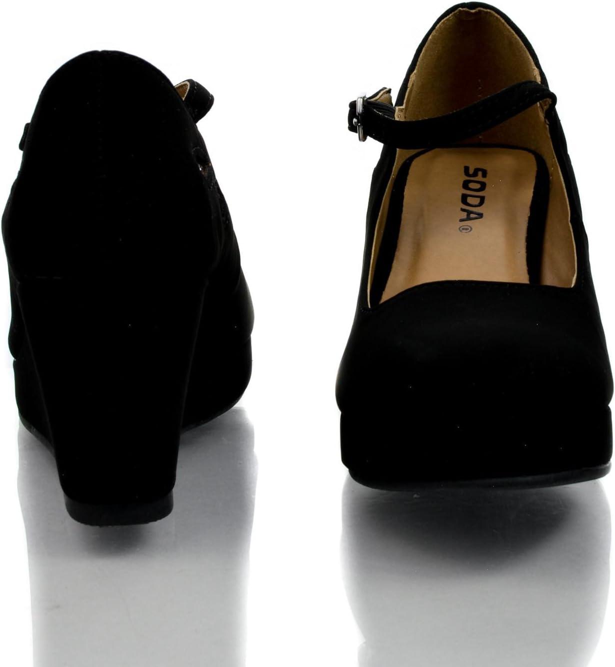 image:imageSODA Girls Closed Toe Mary Jane Platform Wedge SandalBlack