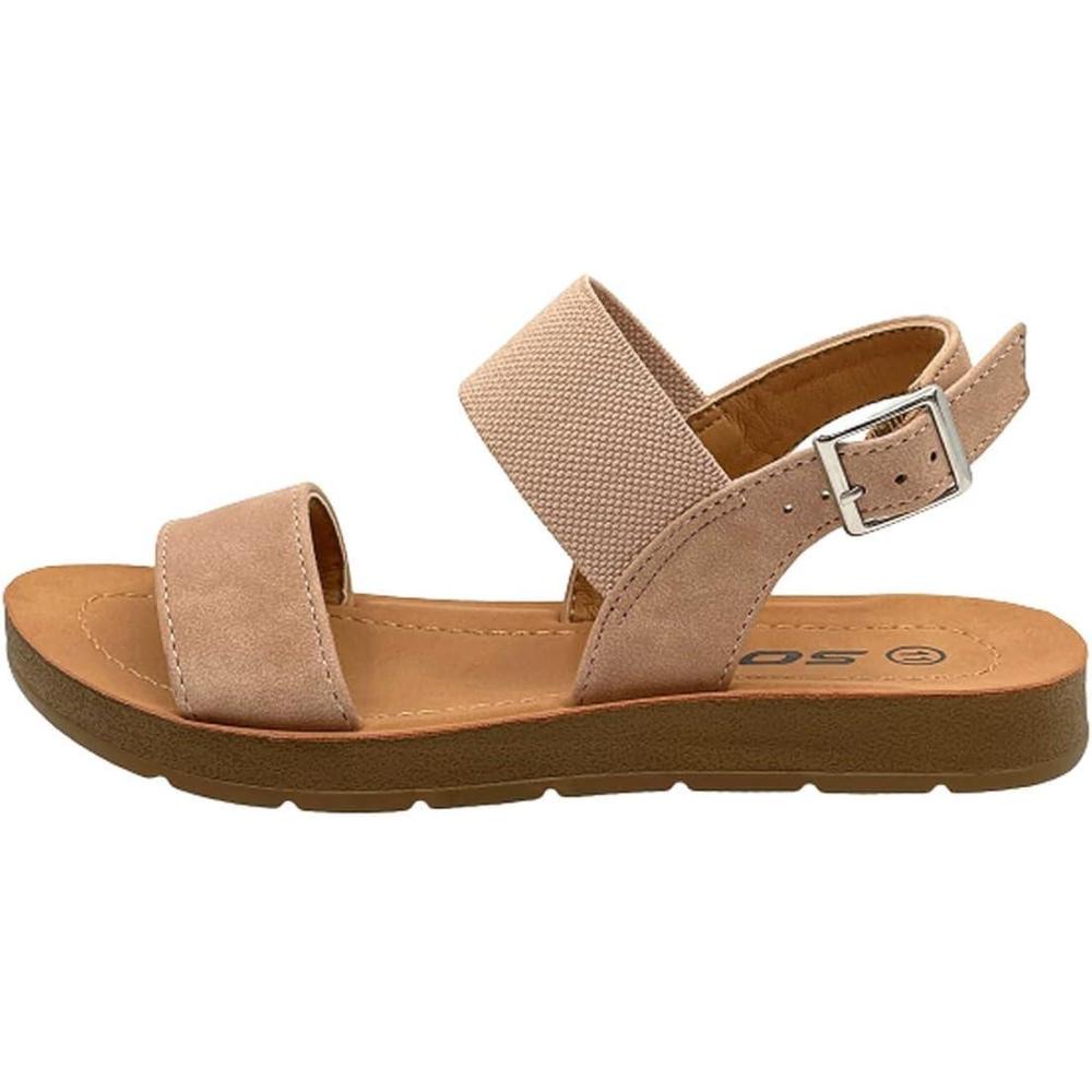 image:imageSoda BASHFUL2 KIDSCHILDRENGIRLS Casual Open Toe Single Band with Elastic Ankle Strap Buckle Fashion Slide Flat Sandal Mauve 2