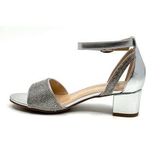 Soda Kids/Children/Girls POTTER-2 Rhinestone Dress Pump Sandals with Ankle Strap(Silver Rhinestone)