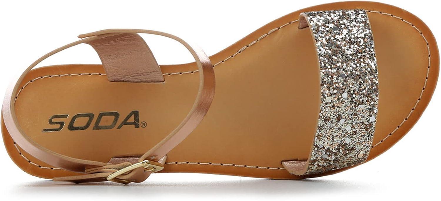 image:imageSoda Girls Sandals Open Toe Summer Flats Dress Sandals Shoes ToddlerLittle KidBig KidRose Gold