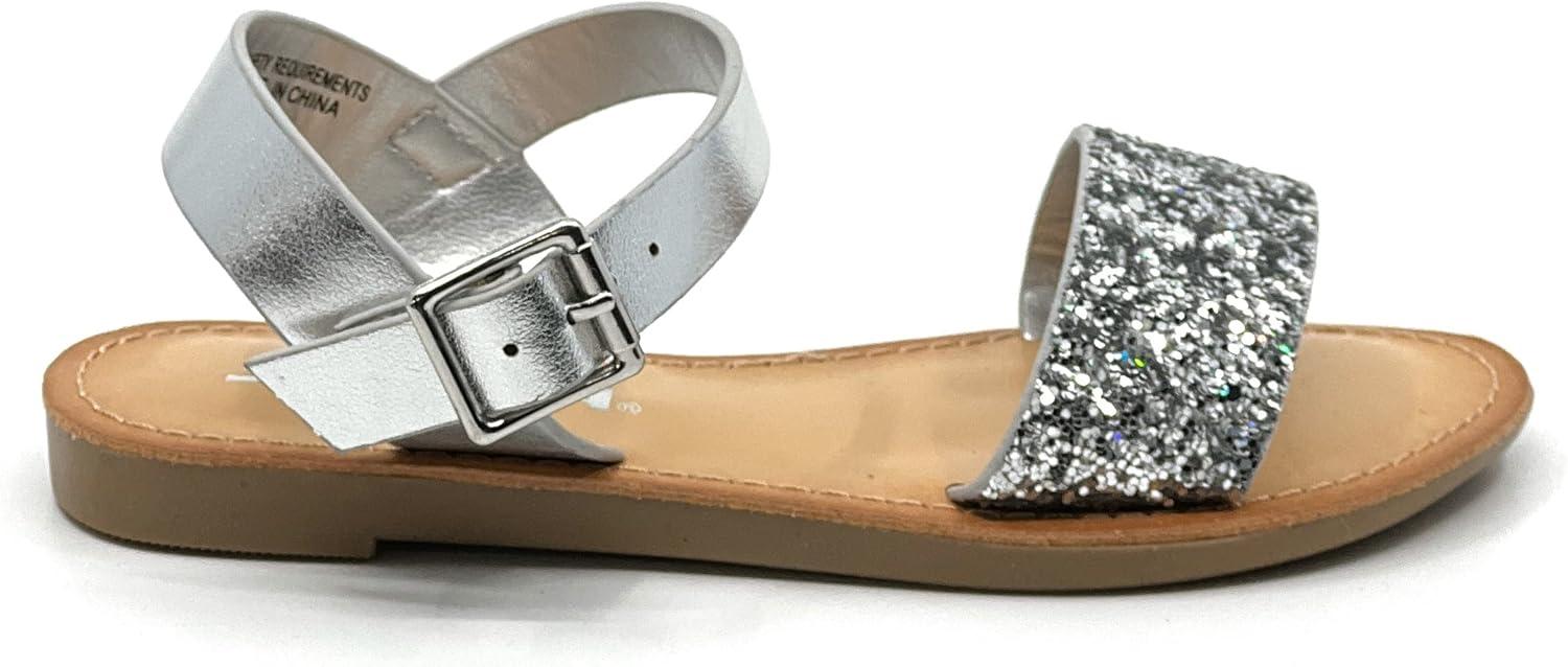 image:imageSoda Girls Sandals Open Toe Summer Flats Dress Sandals Shoes ToddlerLittle KidBig KidSilver