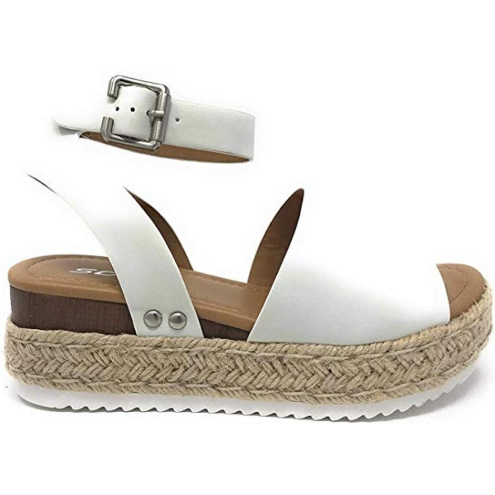 image:imageSoda Little KidsChildrenGirls TopicIIS Espadrille Flatform Wedge Open Toe Sandals White usfootwearsizesystem bigkid women numeric medium numeric3